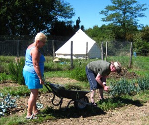 Grannie and Grandad in the potager