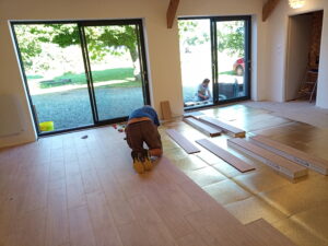 Floor going down in the yoga studio